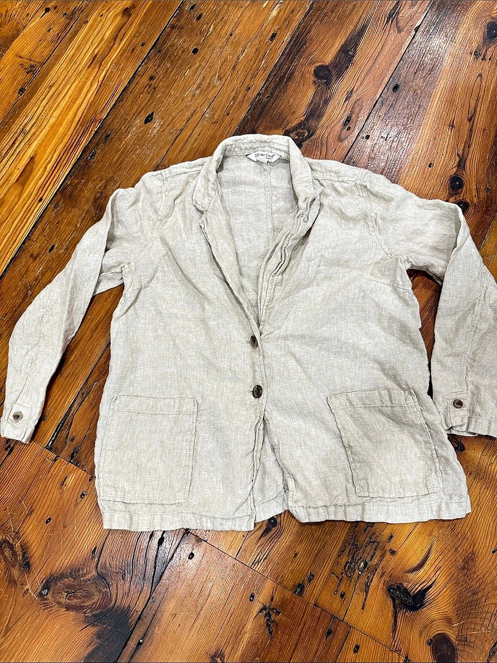 Coldwater Creek Linen Blazer Utility Jacket Size Large